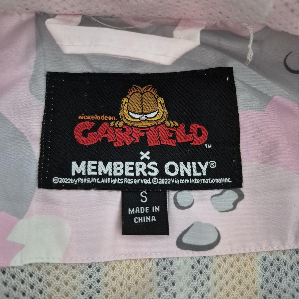Garfield Members Only Jacket Adult Small Pink Camo Hooded Full Zip MNL1B0128 - Picture 6 of 11